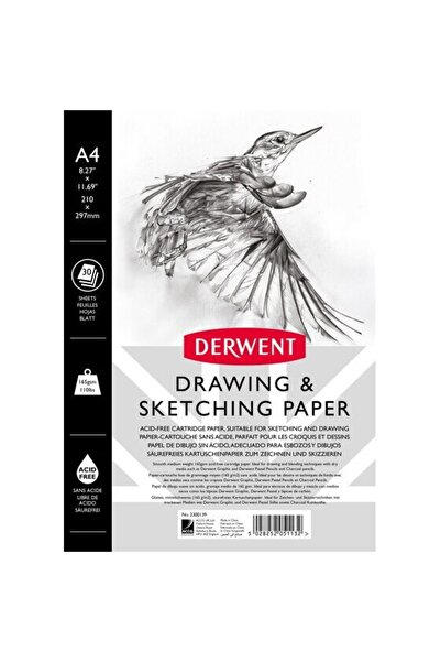Derwent Professional sketchbook, A4, spiral bound, 30 sheets, 165 gsm, white ...