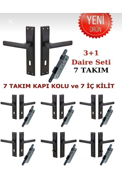 EFAKS ( 7 Takım ) Avanti Mat Siyah Aynalı Kapı Kolu 3artı1 Daire Seti / 5 Oda...