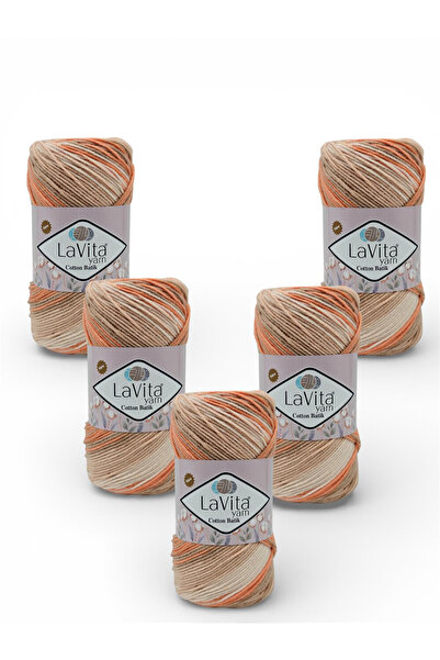 LaVita Yarn Cotton Batik Hand Knitting Yarn 60% Cotton 40% Acrylic 500Gr 5 Pi...