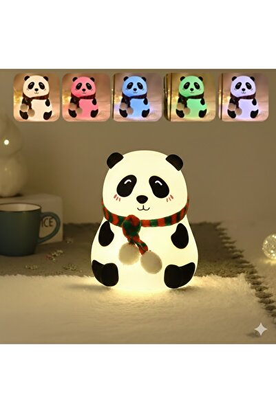 TakÇalıştır RGB Renk Değiştiren Şirin Panda Figürlü Şarjlı Pofuduk LED Gece L...