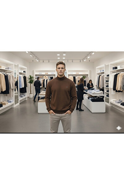 ATKGİYİM Men's Slim-Fit Thessaloniki Fabric Turtleneck Sweatshirt in Custom C...