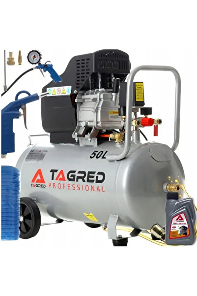 Tagred Professional Compresor de aer 50L, 3.8CP, 9 bar, inclusiv set de 8 acc...