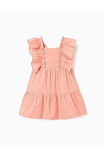 Ziddy فستان قصير منقط سويسري، برتقالي فاتح، مقاس 12/18 شهرًا