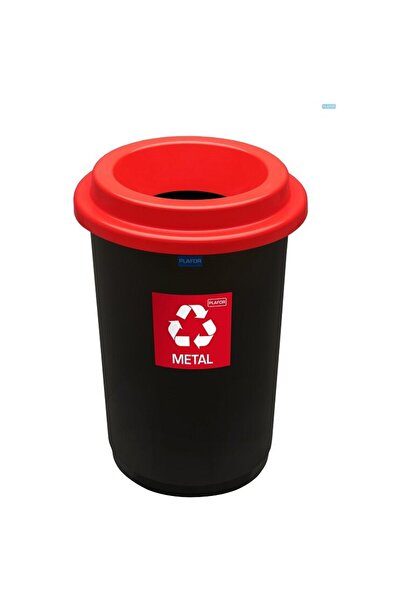 PLAFOR Selective recycling plastic bin, capacity 50l, Eco - black with red li...