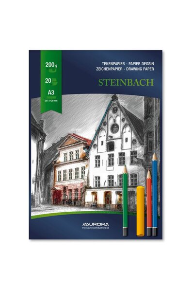 Aurora Bloc desen A3, 20 file - 200g/mp, Steinbach - carton alb