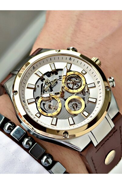 Reward Kahverengi Deri Kordon Fonksiyonlu Klipsli Kilit Erkek Kol Saati + BİL...