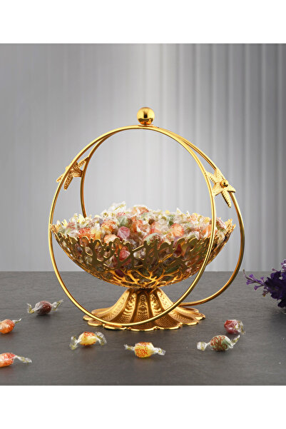 Leila Metal Altın Şekerlik 20 cm Deniz Yıldızı Süslü