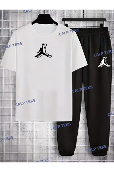 CALP TEKS Simaç Adam Printed T-Shirt-Sweatpants Top and Bottom Set