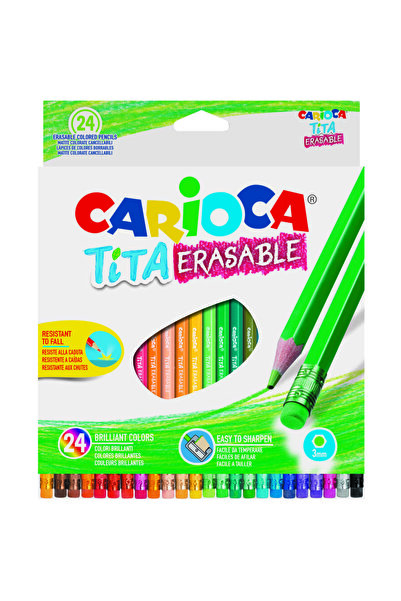CARIOCA Tita Erasable colored pencils, hexagonal, flexible, erasable, 24 colo...
