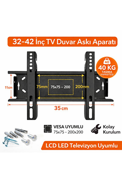 Poke Lcd - Led - Sabit Duvar Askı Aparatı - 32'' Ve 42'' Inç Arası - 82 Ve 10...