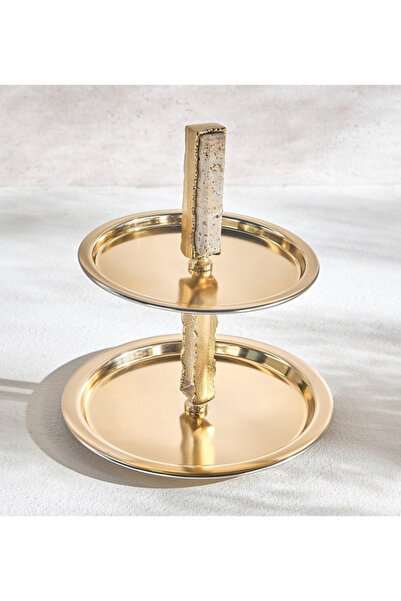 Generic حامل حلويات دهب زورن ذو طبقتين - 24 سم