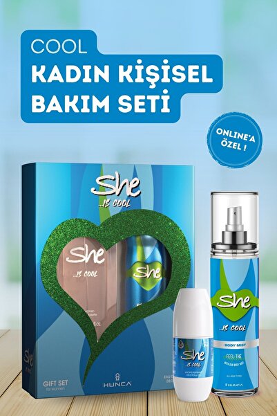 She Cool Kadın Kişisel Bakım Seti ( Parfüm + Body Mist + Deodorant + Roll On )