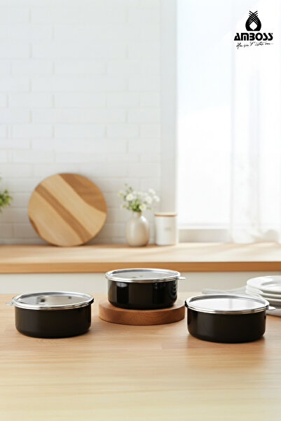 Amboss Set de 6 recipiente de depozitare Crispella emailate de 14-16-18 cm – ...