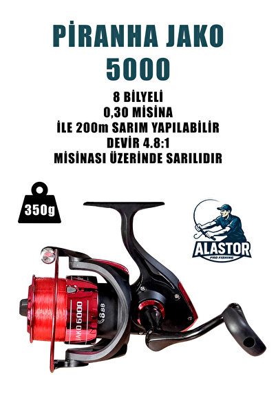 ALASTOR Риболовна макара Jako 5000 с намотана линия и 8 лагера