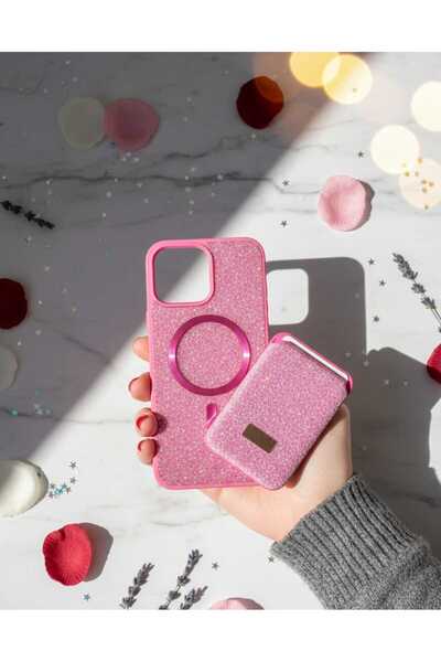 KumOziShop iPhone 16 ProMax Uyumlu MagSafe ve Mıknatıs Özellikli Taşlı Cüzdan...