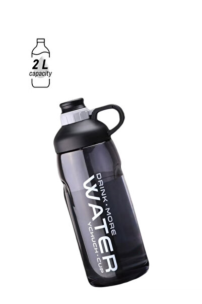 Primo Plus زجاجة مياه خارجية بلاستيكية كبيرة الحجم باللون الأسود