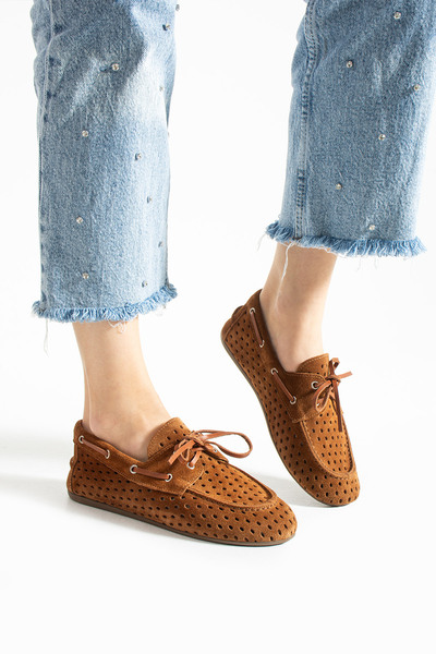 stato Four Seasons Leather Women's Sports Loafer Shoes-Tan