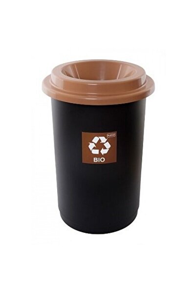 PLAFOR Selective recycling plastic bin, capacity 50l, Eco - black with brown ...