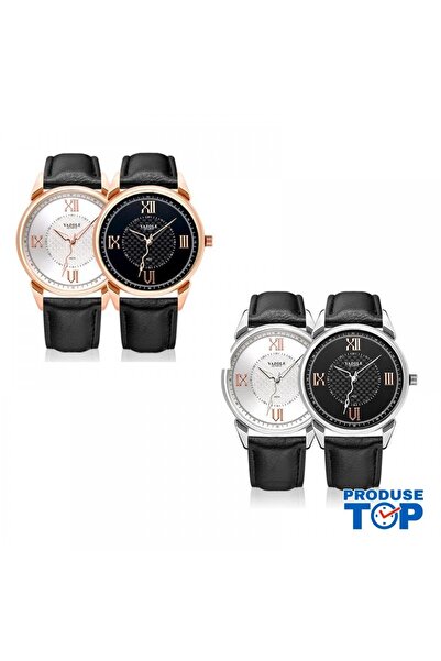 Yazole Men's Business Watch with Black Leather Strap White Silver CBYZ008