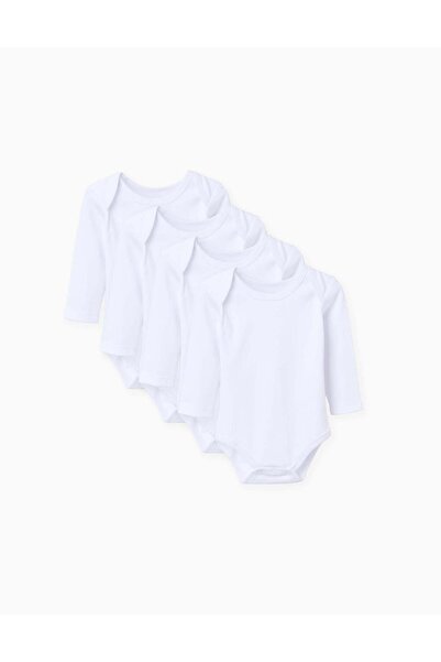 Ziddy Pack of 4 bodysuits with lap shoulders for newborns and babies, white