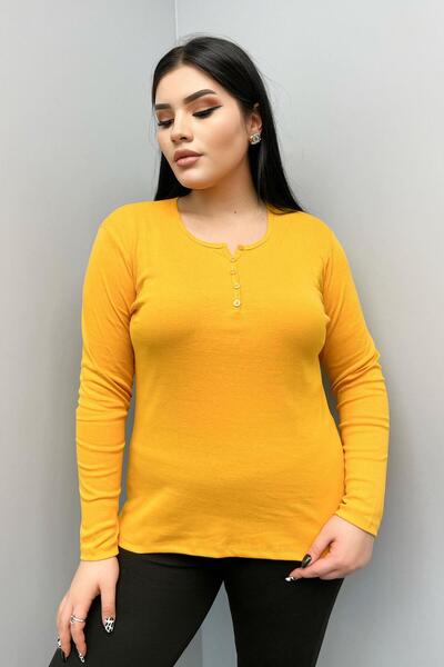 Siyezen Βαμβακερή μπλούζα μεγάλου μεγέθους με λεπτομέρεια κουμπιών, χρώμα μου...