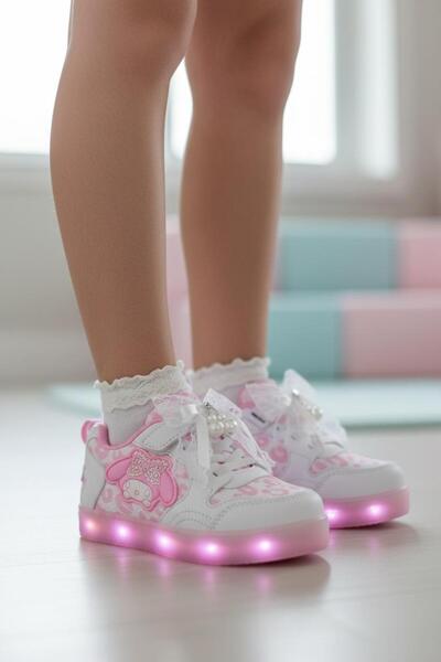 Tuğba Ortopedi 300 Orthopedic Girls' White/Pink Lighted Sneakers