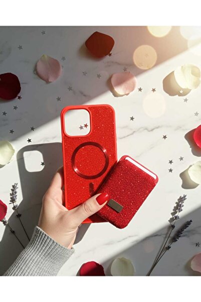 KumOziShop iPhone 16 ProMax Uyumlu MagSafe ve Mıknatıs Özellikli Taşlı Cüzdan...