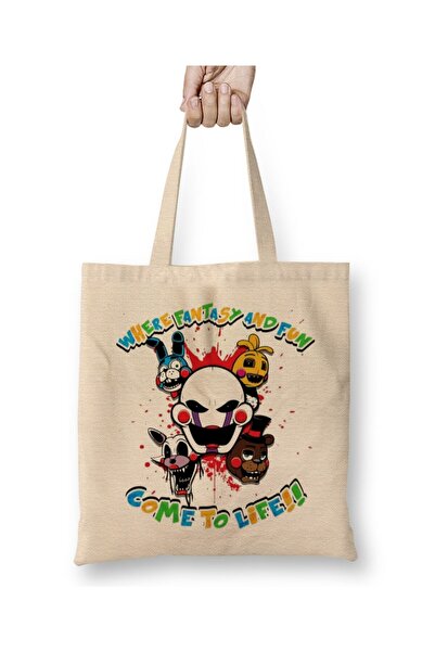 Toyaso Fnaf 2 Cast White Tote Bag Long Handle Shopping Bag Beach Bag