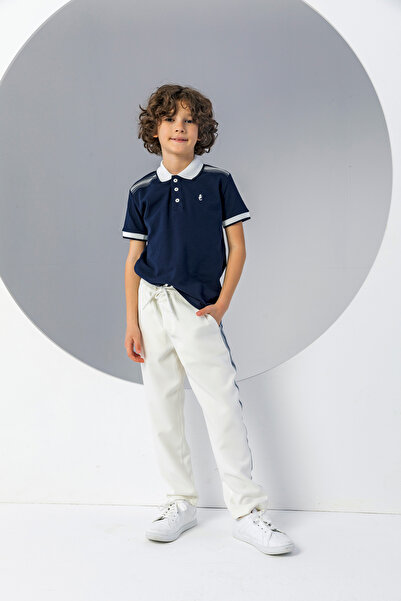 incity Boy's Seahorse Logo Polo T-Shirt with Stripe Detail-New Season