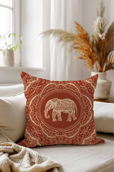 Queen Jera Double Sided Printed Bohemian Elephant Patterned Throw Pillow Cove...