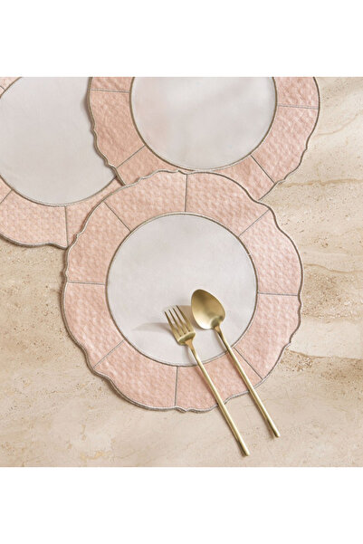 Al Fanous طقم مفارش طاولة راقية بتصميم صدفة الإسكالوب، 4 قطع