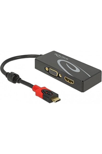 DELOCK Premium USB-C to HDMI and VGA splitter with DP Alt Mode / black - 0.20...