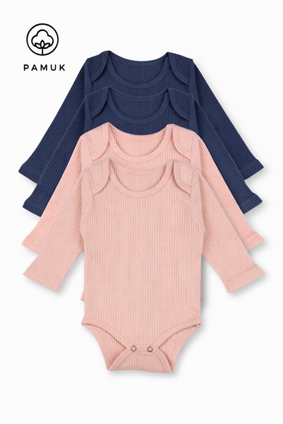 HK HOPKİDS Girl Boy Baby Set of 4 Cotton Seasonal Long Sleeve Bodysuit