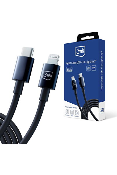 3MK Cablu USB-C la Lightning, 20W, 5A, 1.2m - Hyper - Black