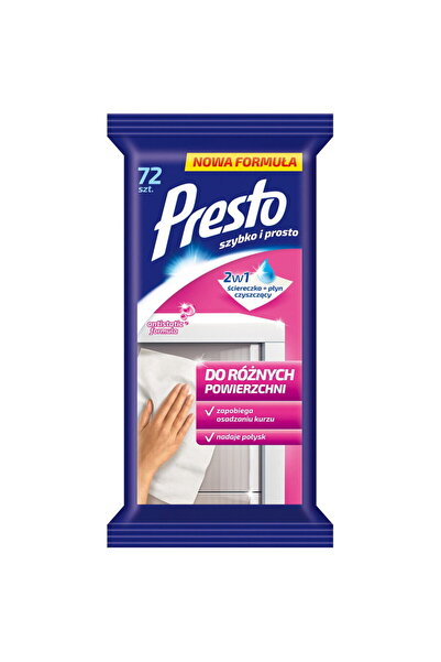 Presto Wet wipes for plastic or laminated surfaces, 72 pcs/pack, - antistatic...