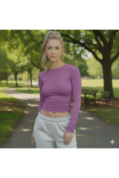 LADY HAZAL Black Crew Neck Slim Fit Soft Touch Long Sleeve Blouse Oversize Bo...