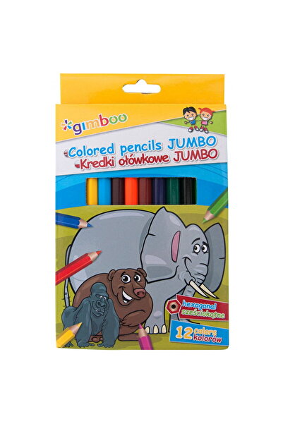 Gimboo Creioane colorate, 12 culori/cutie, Jumbo