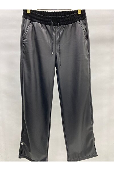 LADYDUİN Deri bol paça pantolon