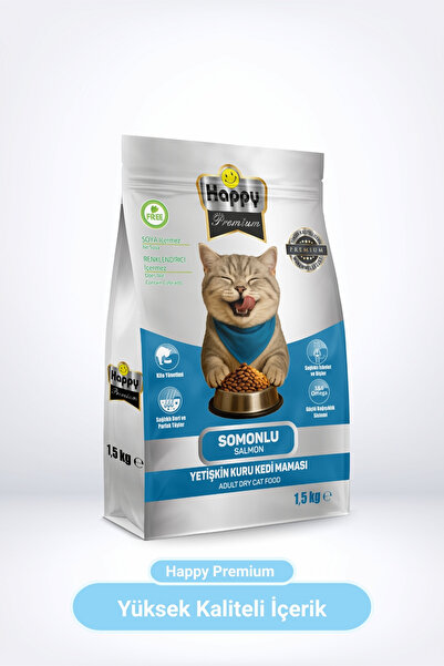 Happy Somonlu Kuru Kedi Maması 1,5 Kg