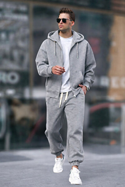 YAKAMEL Ανδρικό Σετ Φόρμας με Φερμουάρ, 3 Νήματα, Ριμπ Ύφανση και Ελαστική Μέση