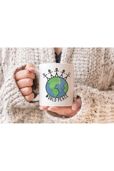 Darkia World Peace World Peace Design Printed Gift Porcelain Mug