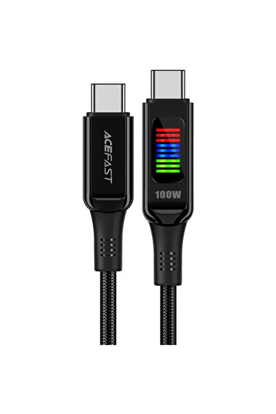 Acefast C7-03, USB-C, 100W, 1.2m, cu ecran, negru