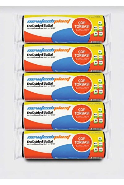Newtechplast 5 Rulo Endüstriyel Battal Boy 72x95 Cm 400 Gr.(jelatinli) Çöp Po...