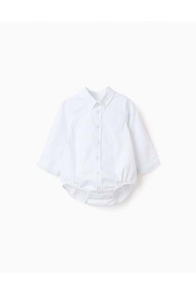 Ziddy قميص داخلي قطني بأكمام طويلة للأطفال حديثي الولادة من الذكور، أبيض