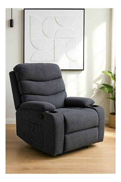 N.zone Fixed recliner chair with footrest in brown - comfortable and luxuriou...