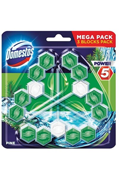 Domestos Bloc de toaletă Power 5, lemn de pin, 3x55g
