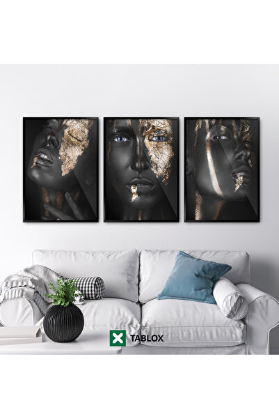 TABLOX Set de pictură MDF cu portret decorativ de femeie neagră, încadrat în ...