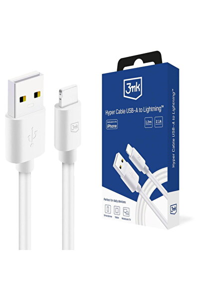 3MK Cablu USB-A la Lightning, 12W, 2.1A, 1.2m - Hyper - White