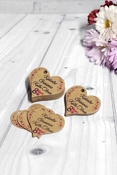 Vice Kadınlar Günü Kutlu Olsun Baskılı Kraft Karton Etiket (50 adet) 8 Mart K...