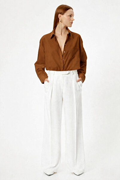 BEGBOR COLLECTİONS Women's Brown Linen Shirt – Comfortable Fit, Long Sleeves,...